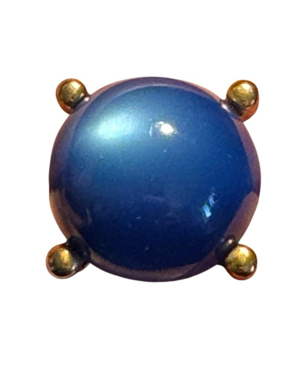 Vintage Blue Moonstone Cufflinks and Tie Tack Set 1960s Gold Tone Acrylic Stone